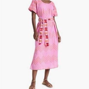 Marea by Liz Joy Nosara Caftan Size medium pink  orange embroidery maxi dress